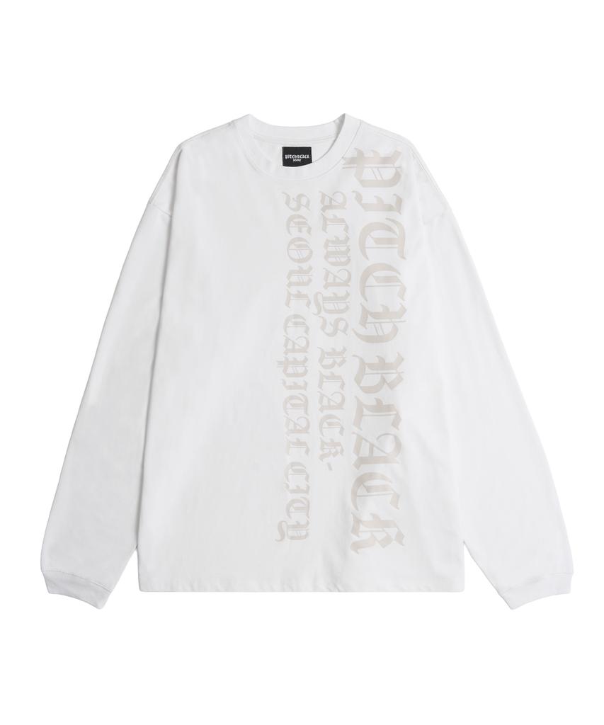 Pichibeullaeg Vertical Logo Long Sleeve Tee (White)