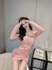 Dress Temperament Socialite Model Autumn and Winter 2026 New Nightclub Sexy Hip Wrap Tight and Thin Long-sleeved Skirt Women