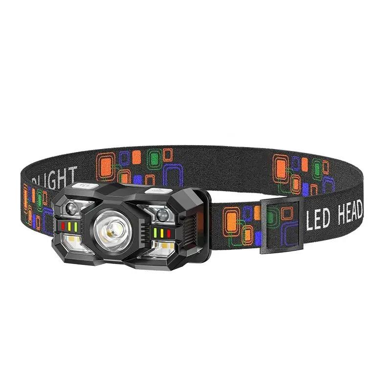 LED Induction Headlamp Motion Sensor Flashlight USB Charging Headlight 5 Gears 1200mAh for Outdoor Camping Running Night Fishing