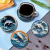 6 Pieces 2D Wooden Coasters Dolphin Pattern Theme Desktop Insulation Mats Home Decor Coffee Mug Coasters For Office Restaurant