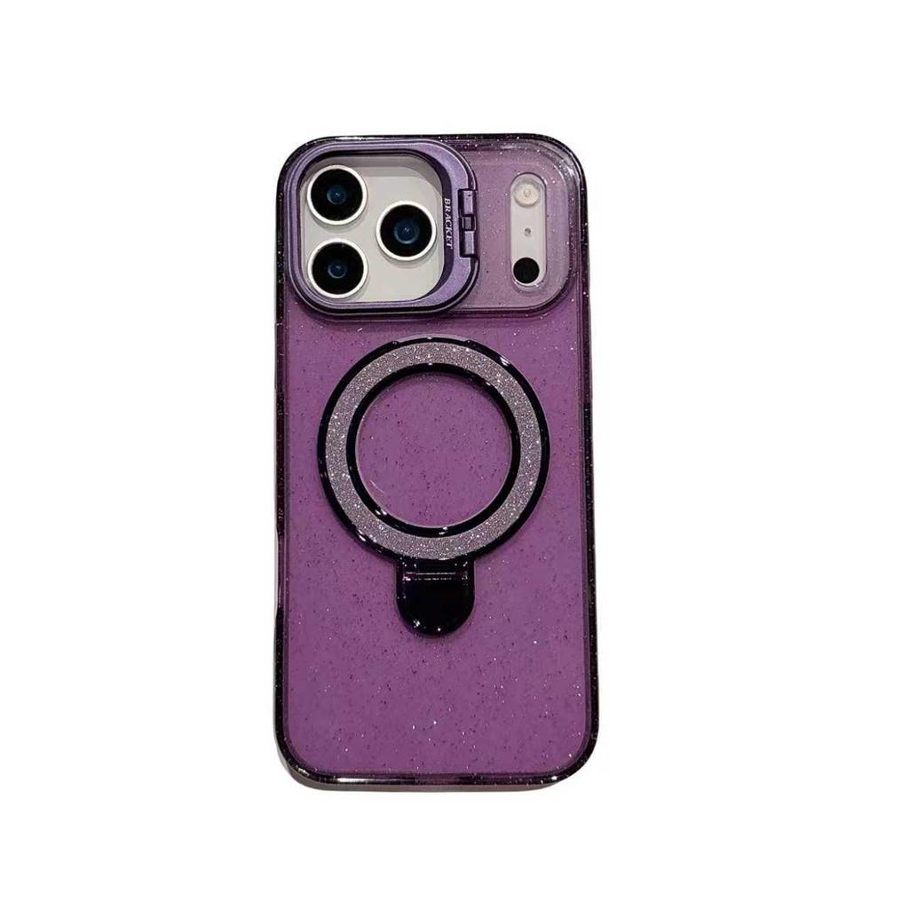 Compatible with Apple iPhone 17 Pro Max, Glitter Electroplated Stand Anti-Drop Phone Case, Bright Shadow Design.