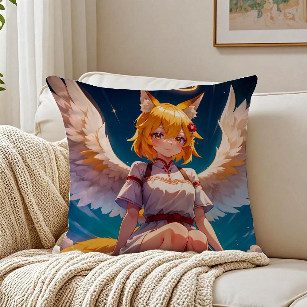 Cute Japanese Anime TThe Helpful Fox Senko San Cushion Cover Pillowcase Antidustmite Living Room Sofa Decor Cushion Room