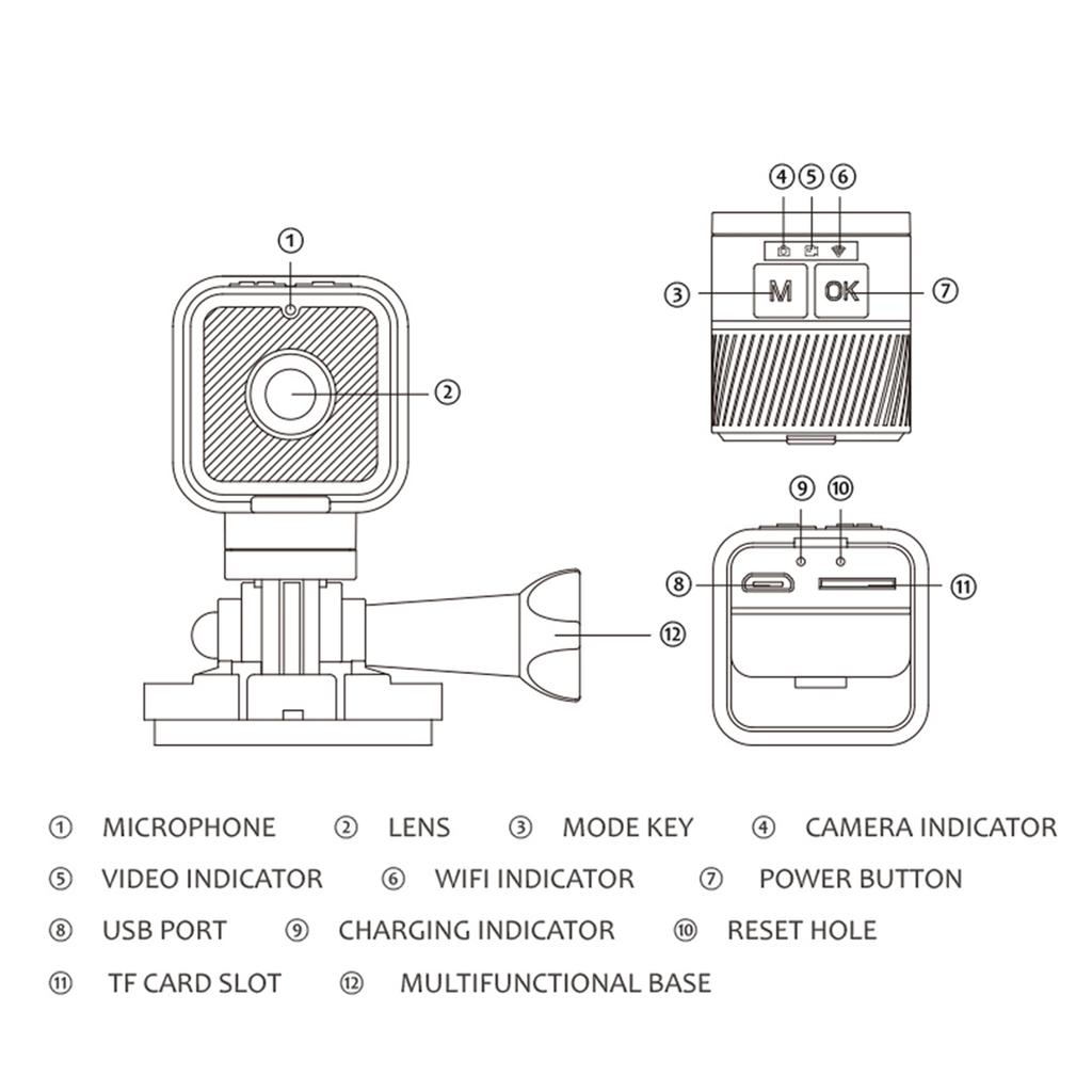 1080P Camera Cycling Camera Sports with 150 degrees Wide Angle Lens WiFi Built in 900mAh Battery for Outdoor Activities