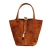 Imported Nubuck Cowhide Vegetable Basket Bag 2025 New Fashion Lightweight Bucket Bag Handbag Leather Women's Bag