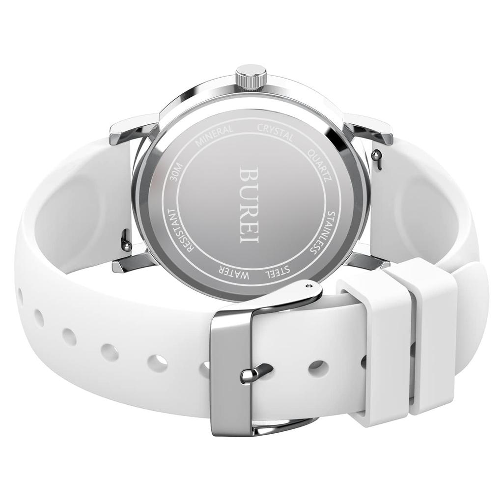 Analog Silicone Nurse Watch [BUREI] Wristwatch, Display, Quartz, Waterproof, 24-Hour Display, Date, Popular, Luminous, Easy-to-Read Dial, Band,
