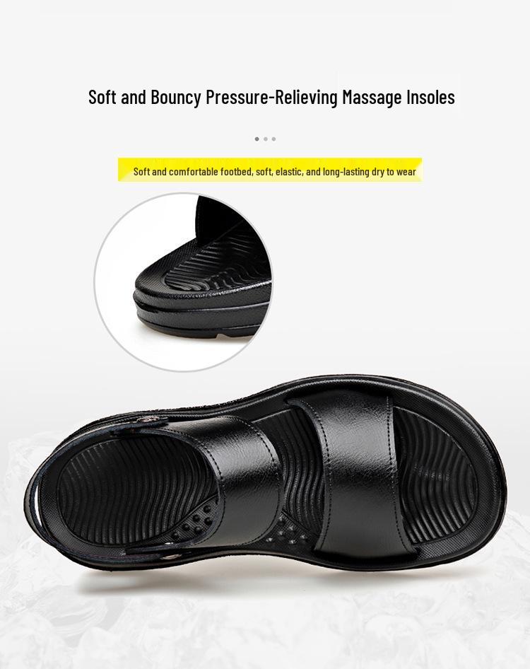 Men's Plus Size Cowhide Sandals: 2025 Summer Dual-Use Indoor/Outdoor Beach & Casual Roman Shoes