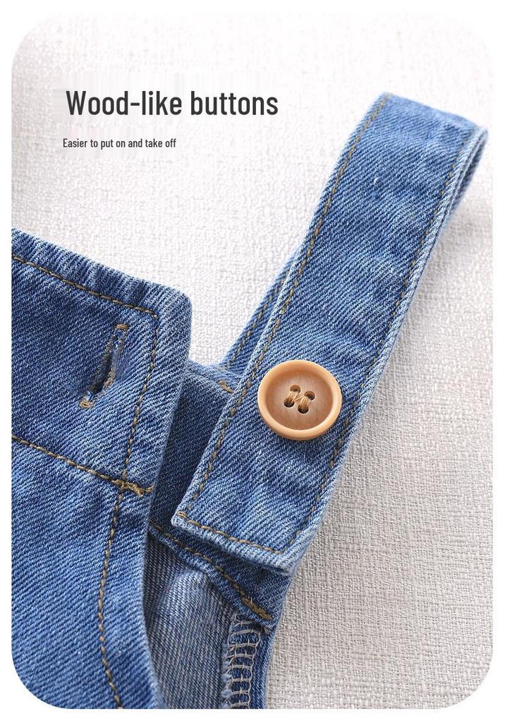 Youqi Autumn 2025 Denim Baby Girl Pants Set: Two-Piece Outdoor Wear