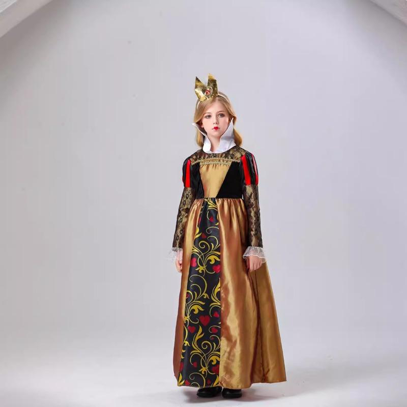 New Dream Wonderland Peach Heart Queen Dress Retro Court Dress Halloween Poison Queen Girls Dress