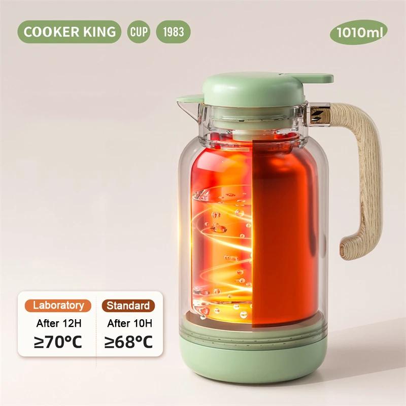 COOKER KING Brewing Pot Cold Insulation Glass Liner Hot Water Bottle Insulated Pot Home/Office Coffee Kettle Tea Thermos Pot
