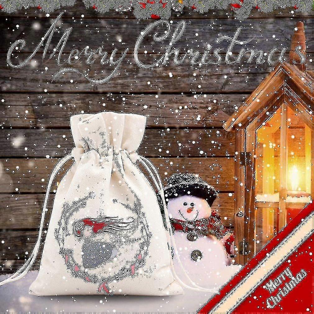 Unique Large Christmas Gift Bag Home Party Vintage Drawstring Canvas Gift Bag