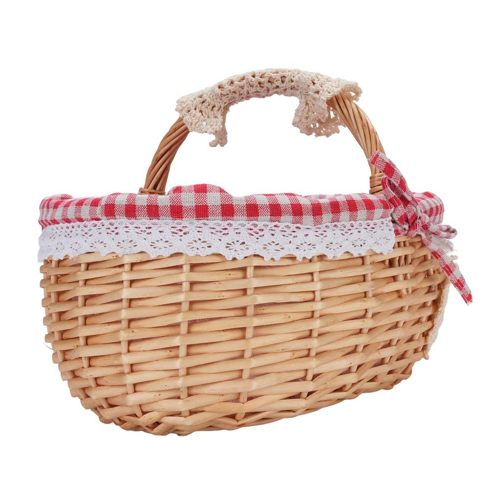 Picnic Basket with Removable Liner Hand Woven Empty Picnic Hamper Basket with Handle for Easter Camping Wedding Gathering