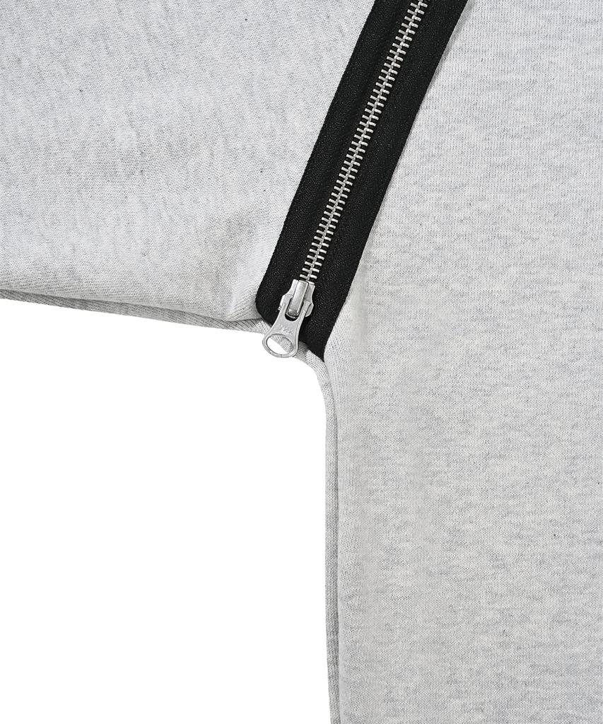 W.L Back Zipper Raglan Hoodie-Grey