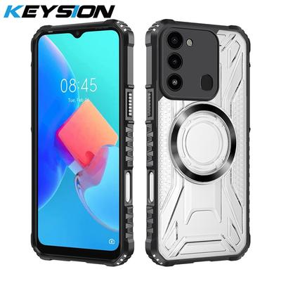KEYSION Transparent Magnetic Case for TECNO Spark 8C 9 Soft Silicone+PC Heavy Duty Shockproof Phone Cover for Spark Go 2022
