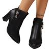 Martin boots new comfortable pointed side zipper thick heel high heel short boots in autumn and winter