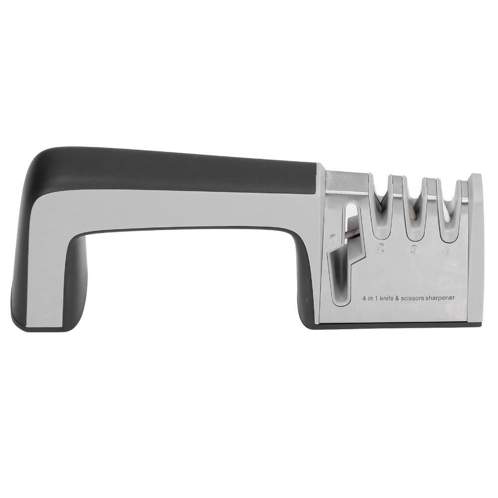 Stainless Steel Ceramic ABS Knife Sharpener Anti-Slip Base Ergonomic Handle Pocket Knife Sharpener Efficient Grey and Black
