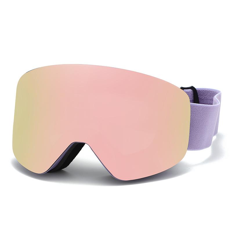 Magnetic ski goggles with cylindrical double-layer anti-fog protection for children and adults, large spherical ski goggles compatible with