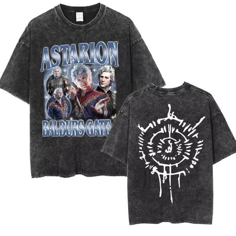 Astarion Girl Dinner Graphic T Shirt Baldurs Gate 3 Fan Gamer Washed T Shirts Women Men's Vintage Gothic Cool T-shirt