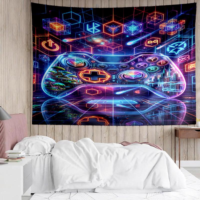 1PC Neon Gaming Controller K-pop music group Tapestry Accessories for Bedroom,Livingroom, dormitory Room Wall Decor Fan Birthday Gifts