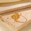 18K Gold-Plated Floral Geometric Stainless Steel Ring