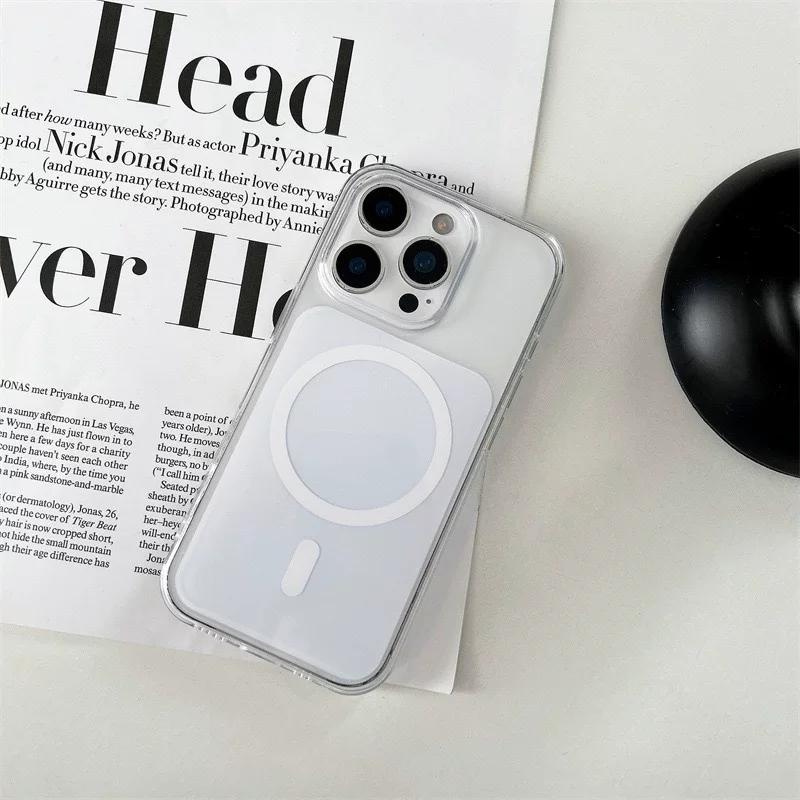 

Fashion Clear Magnetic Phone Case For 17 16 15 14 13 Pro/Pro Max Compatible with MagSafe Charging HD transparent Cover iPhone15