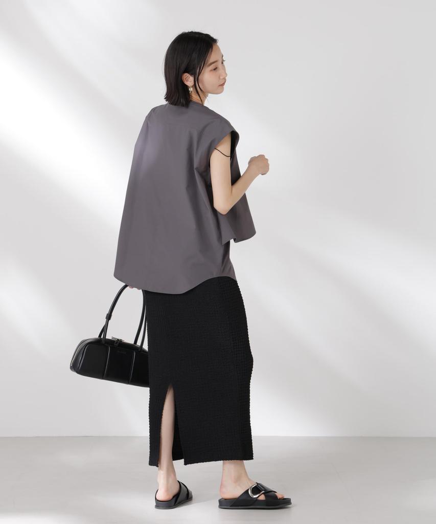 Nano Universe Front Flare Cape Collar Sleeveless F Women's Shirt, 023, Charcoal, 673-5121324