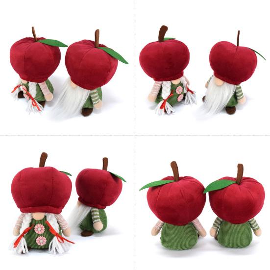 Red Fruit Gnome Plush Ornaments Christmas Soft Swedish Tomte Doll Holiday Faceless Elf Figure for Farmhouse Kitchen Tiered Tray Decor