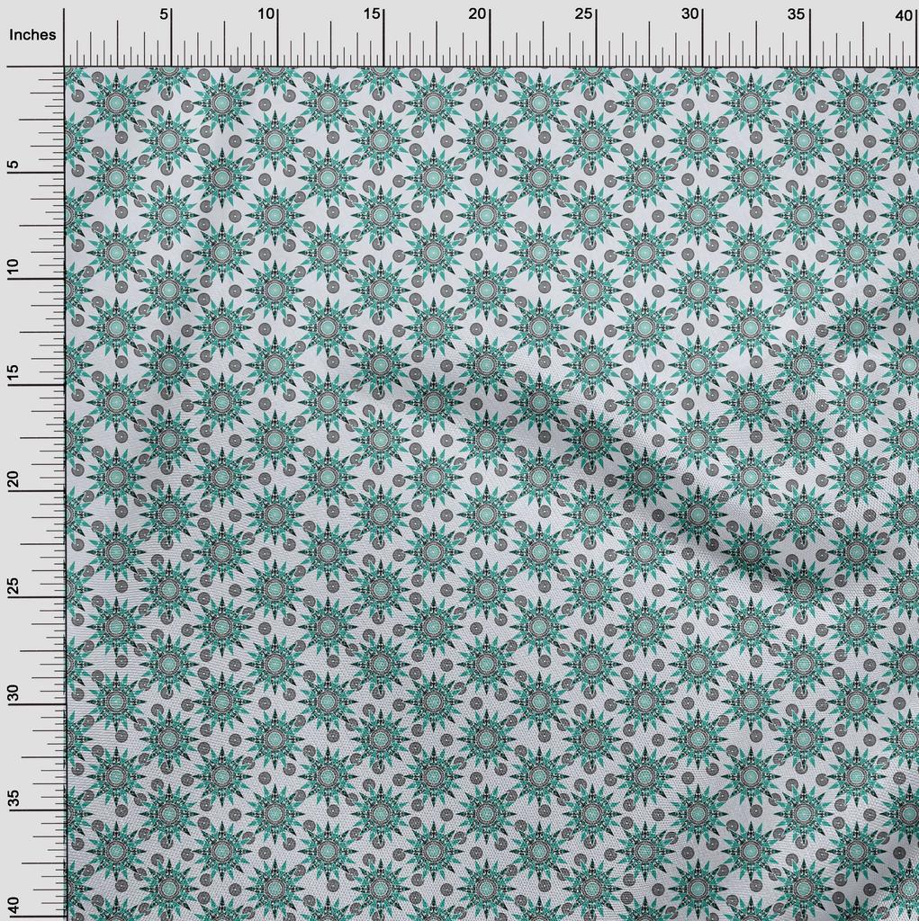 oneOone Cotton Flex Blue Fabric Asian Block Sewing Fabric by The Yard Printed DIY Clothing Sewing Supplies 40 Inch
