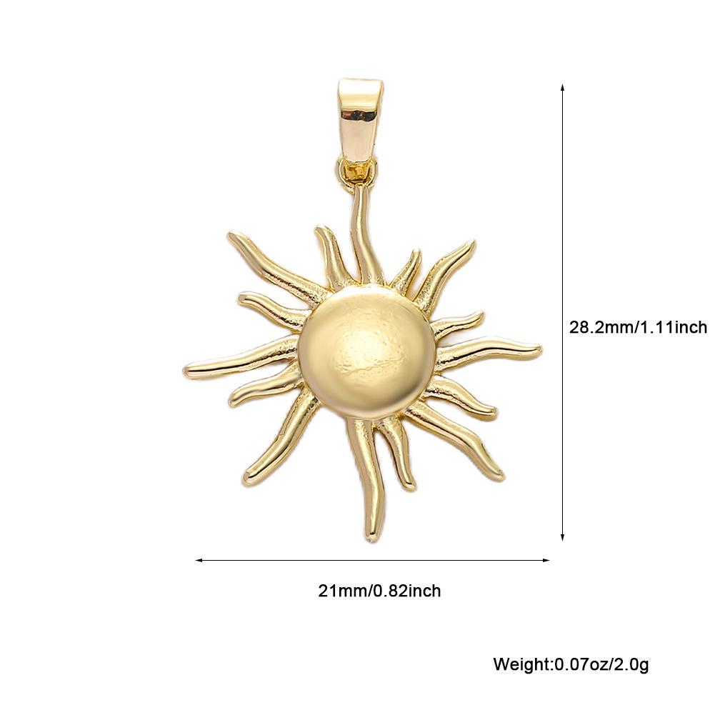 Trendy Sun Pendant Copper Gold-Plated Drip Oil DIY Jewelry: Necklace, Bracelet, Earring Accessories for Women