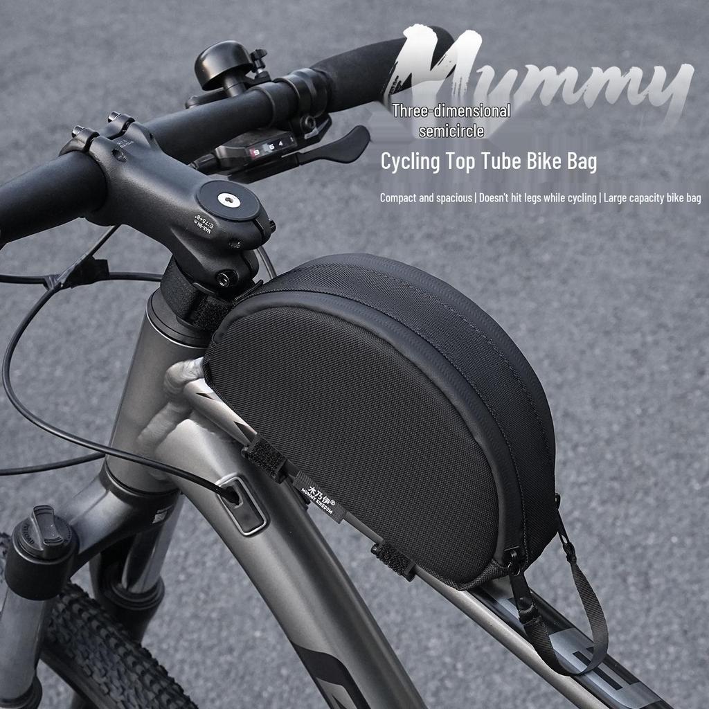 Kompakte 3D-Mummy-Fahrradtasche: Halbkreisförmige, geräumige, beinfreundliche Oberrohr-Aufbewahrung