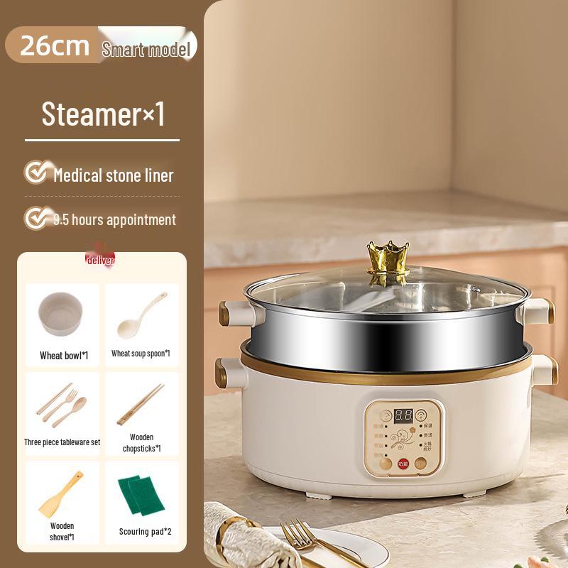 Wielofunkcyjny parowar elektryczny: Stal nierdzewna, Trójwarstwowy, Minutnik, do gotowania na parze, gotowania i duszenia