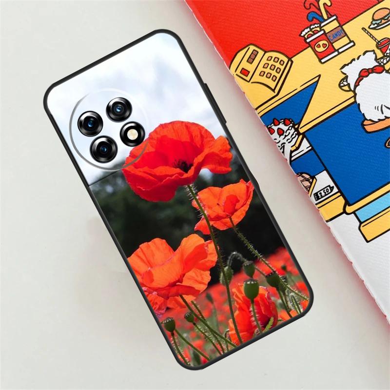 Red Corn Poppy Flower Case For OnePlus Nord CE 4 3 2 Lite N10 N20 N30 OnePlus 12 11 9 10 Pro 10T 9R 10R 12R Cover