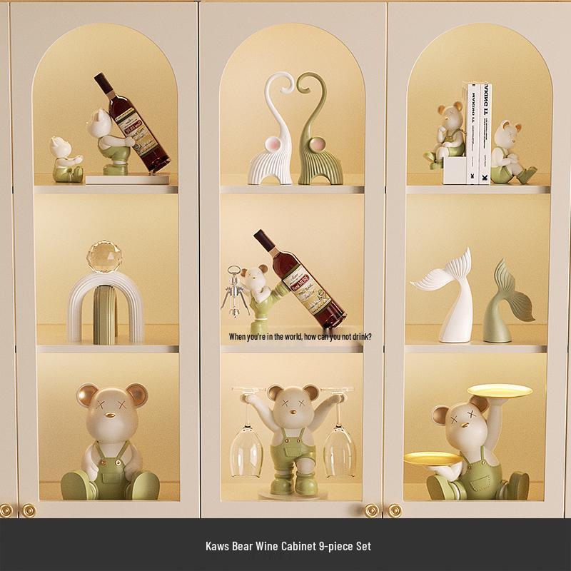 Luxurious Cream Style Red Wine Rack Ornament for Living Room or Entrance Cabinet