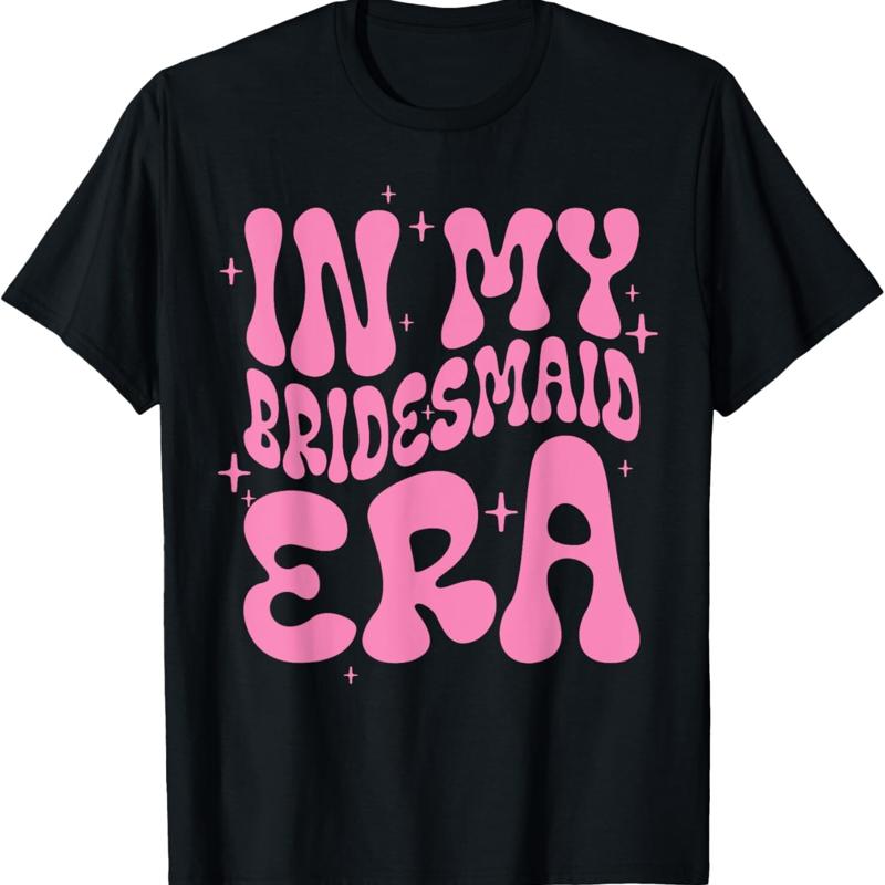

In My Bridesmaid Era Groovy Bridal Bachelorette Proposal T Shirt - Men s Summer Cotton Graphic Tee S разноцветный
