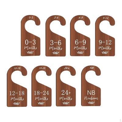 8Pcs Baby Closet Size Divider Wardrobe Hanger Clothing Dividers Wooden Newborn To 24 Months for