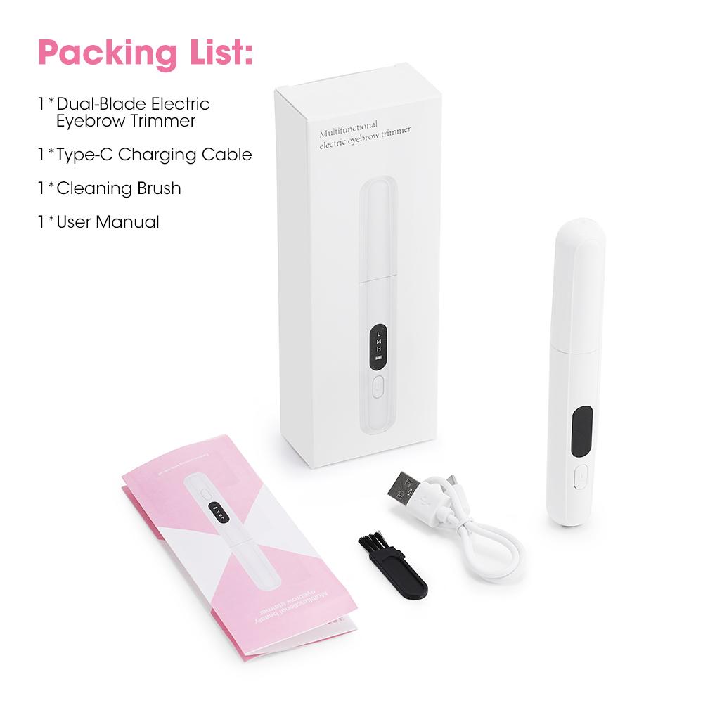 

Dual-Blade Electric Eyebrow Trimmer Painless Rechargeable Razor Mini Facial Hair Trimmer Remover Chin Lip Hair Grooming Tool