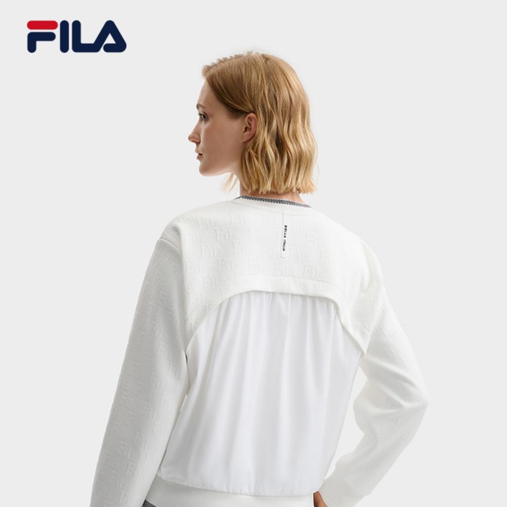 FILA Emerald Fashion Simple Personality Trendy Versatile Comfortable Loose Knit Pullover Sweatshirt Women sweatshirt Cloud-White F11W544207FWT