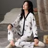 Ink and Wash Women Pajamas Set Casual Long Sleeves Long Pants Autumn Winter Simple Sleepwear Cozy Pyjamas Soft Pijamas Girls Pjs