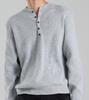Beoteunseoul 5-Button Henley Neck Long Sleeve Knit (Melange)