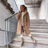 Women's Long Plush Coat In Beige, Brown, Khaki, and Dark Brown, Soft Fleece Outerwear with Comfort Fit