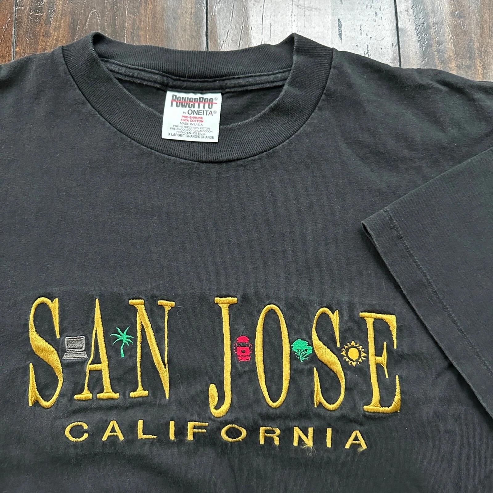 San Jose California Oneita Vintage T Shirt Rap Black Tee Simple Embroidery S
