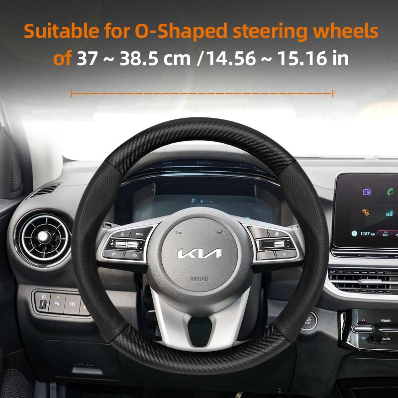 BTNPY1 Suitable for Kia Breathable Leather Matte Carbon Fiber Texture Steering Wheel Cover Suitable for Ceed Jd Picanto Sportage 3 2019 Ev3 Rio 4