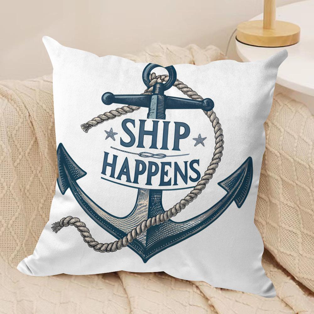 Classic Oocean sailor Cushion Cover Short plush Doublesided Print Square Throw Pillow Covers Sofa Home Cushion Decor