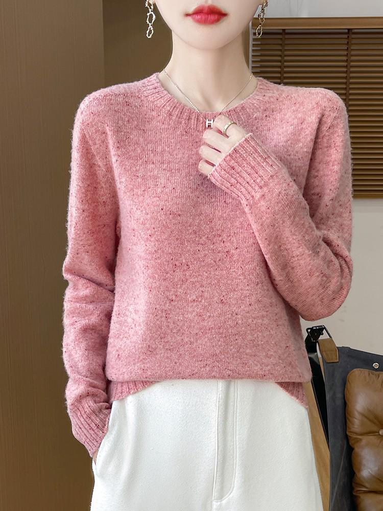 Women's Colorful Dot Round Neck Wool Sweater - Autumn/Winter Versatile Knitwear Pullover