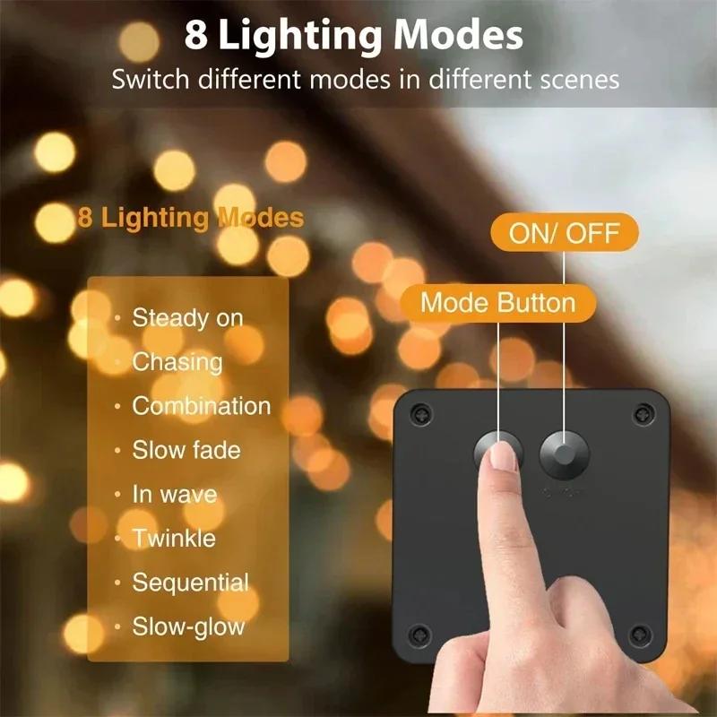 Solar LED String Lights Outdoor,Fairy Lights W/8 Modes,Waterproof Solar Panel,Garden,Patio,Christmas,Halloween,Wedding,BBQ Decor