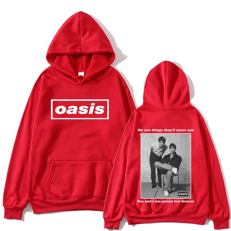 O-Oasis Graphic Hoodie British Rock Band Vintage Pullover Sweatshirts Men's Women Hip Hop Fashion Oversized Pullovers Streetwear