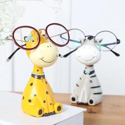 Niedliches Tierharz Schreibtischornament und Brillenhalter, Dekorative Desktop-Figur für Büro, Zuhause und Arbeitszimmer
