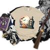 Pumpkin Skeleton Horror Halloween Tshirt Women Spooky Season Shirt Horror Pumpkin Graphic T Shirts Women Skeleton Halloween Top