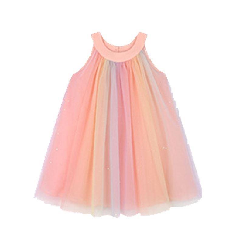Girls Summer Sleeveless Spaghetti Strap Tulle Dress Kids Fairy Princess Party Gown 90