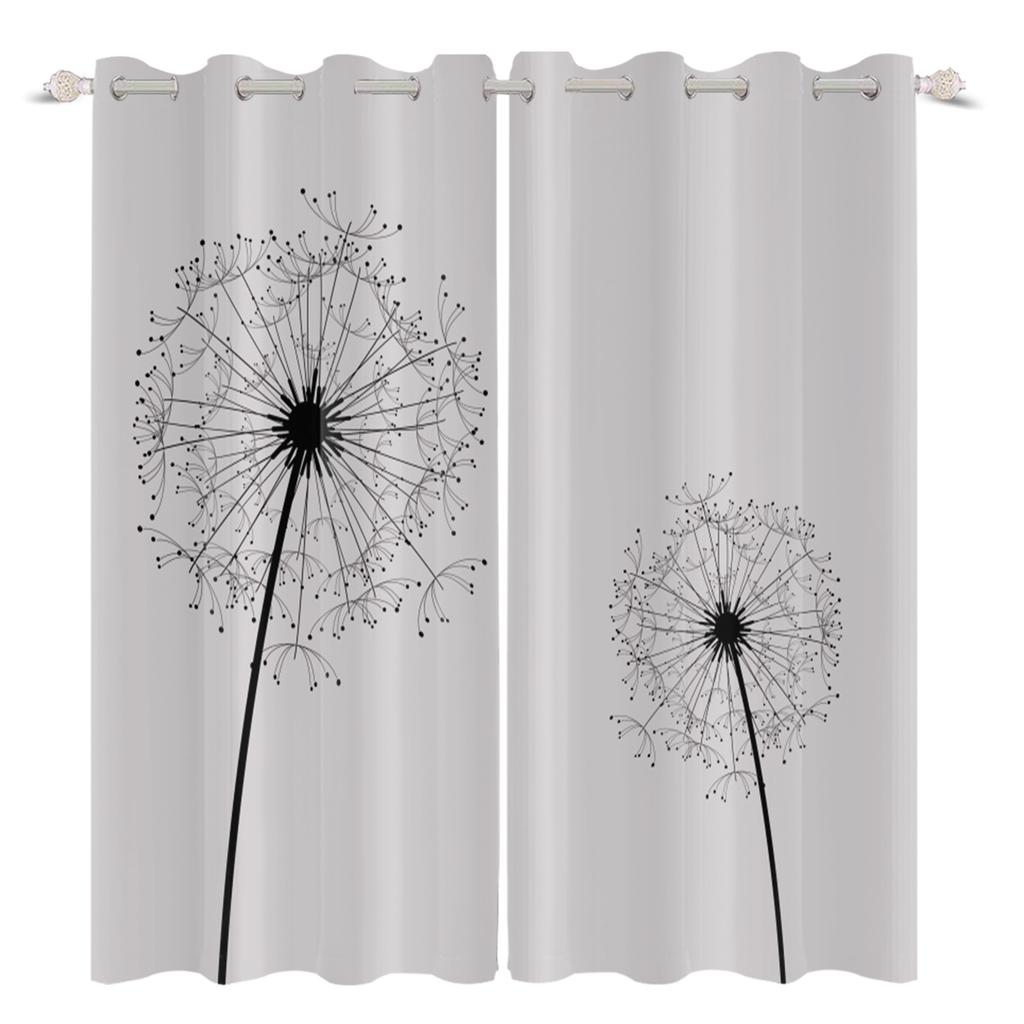 2Pcs Fresh Dandelion Pattern Blackout Curtains Home Bedroom Living Room Darkening Heat-insulating and Noise-reducing Curtain