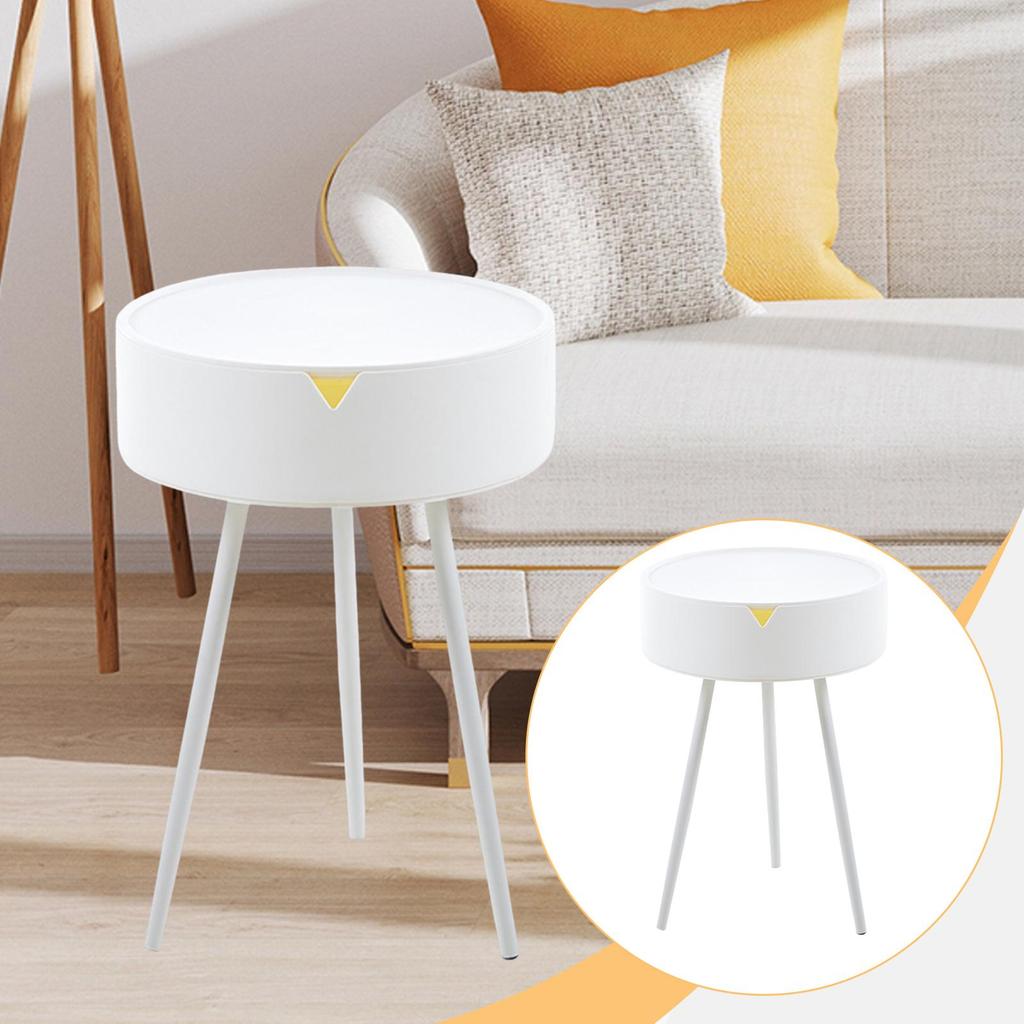 Round End Table, Minimalist Furniture Smooth Waterproof Accent Coffee Table for Small Space Living Room Apartment Bedroom Decor